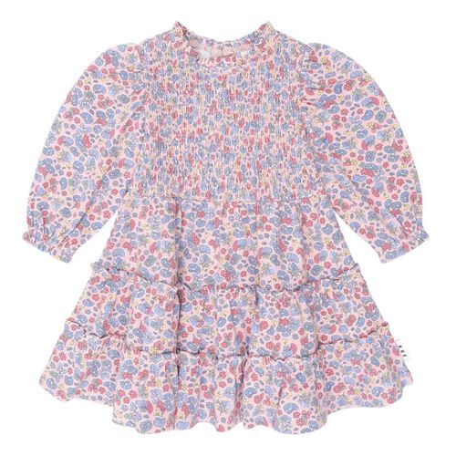 Huxbaby Vintage Floral Puff Long Sleeve Shirred Dress 3-5Y